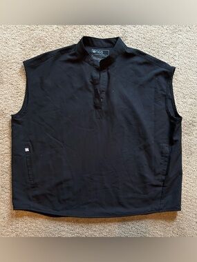 Figs Scrub Top Womens XL Rafaela Oversized V-Neck Shirt Nurse Black Pockets